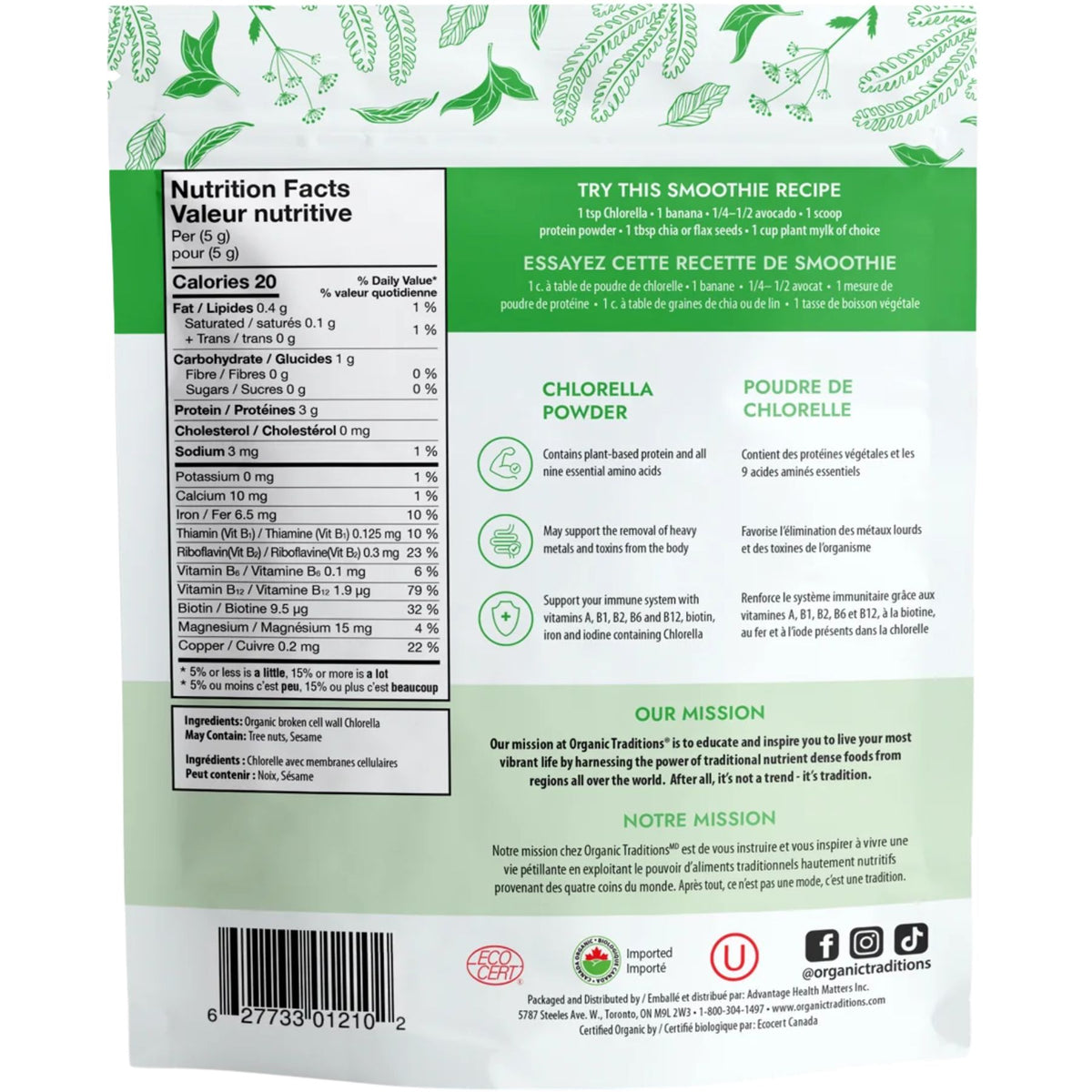 Organic Traditions Organic Chlorella Powder 150g