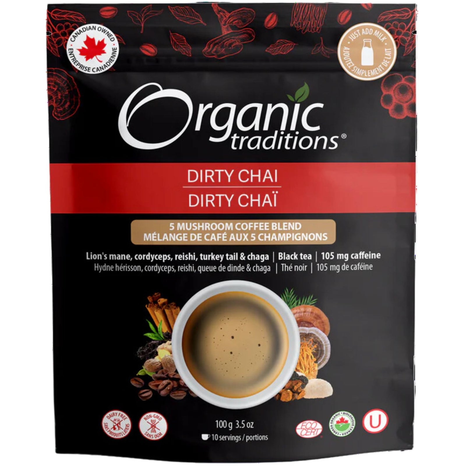 Organic Traditions Dirty Chai Mushroom Coffee 100g