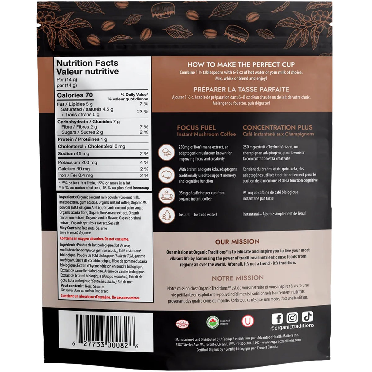 Natural Traditions Focus Fuel Mushroom Coffee 140g