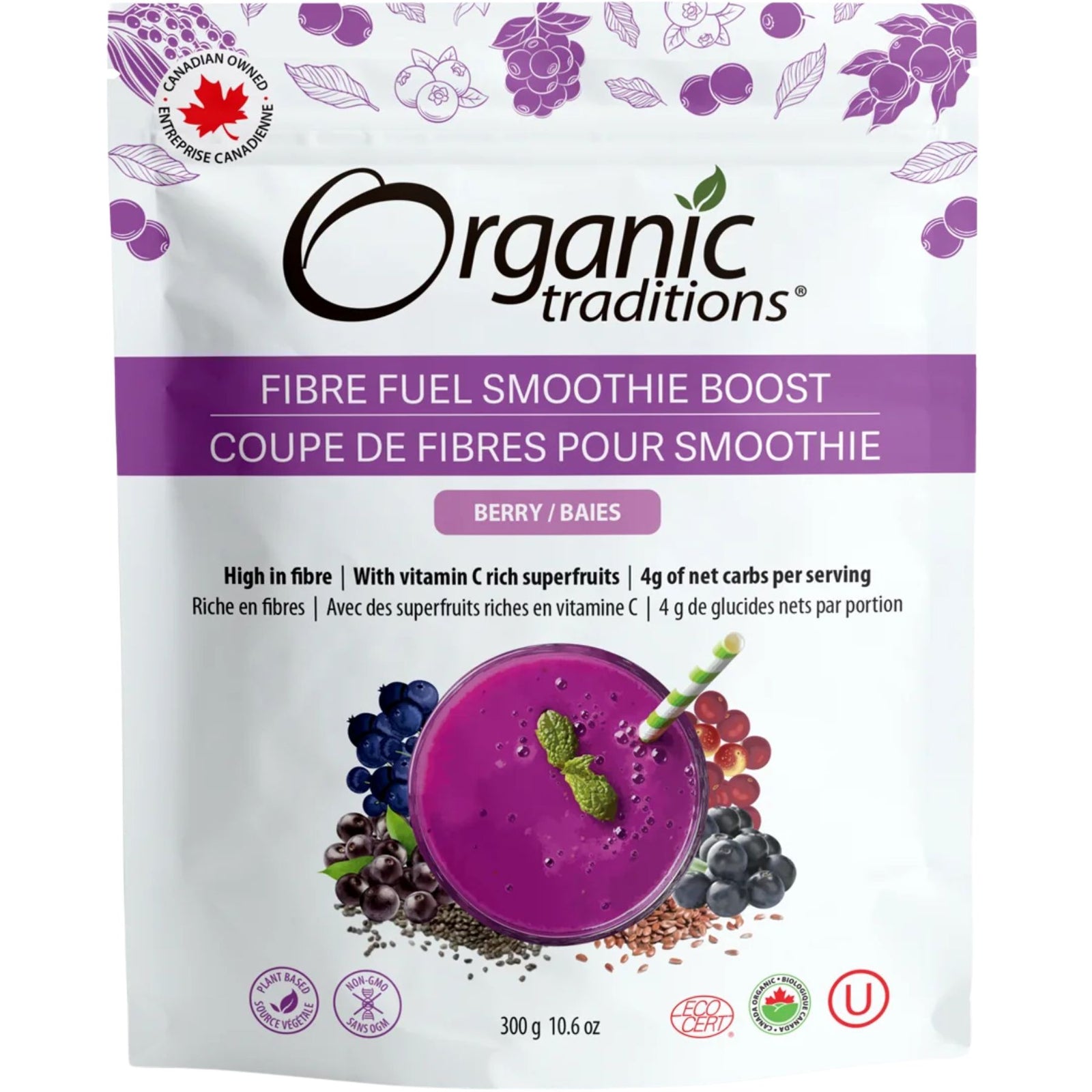 Organic Traditions Fibre Fuel Smoothie Boost - Berry 300g