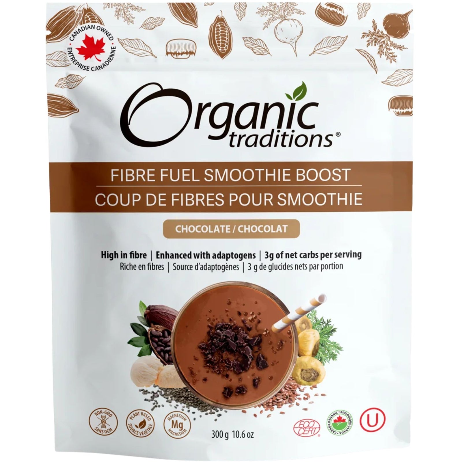 Organic Traditions Fibre Fuel Smoothie - Chocolate 300g