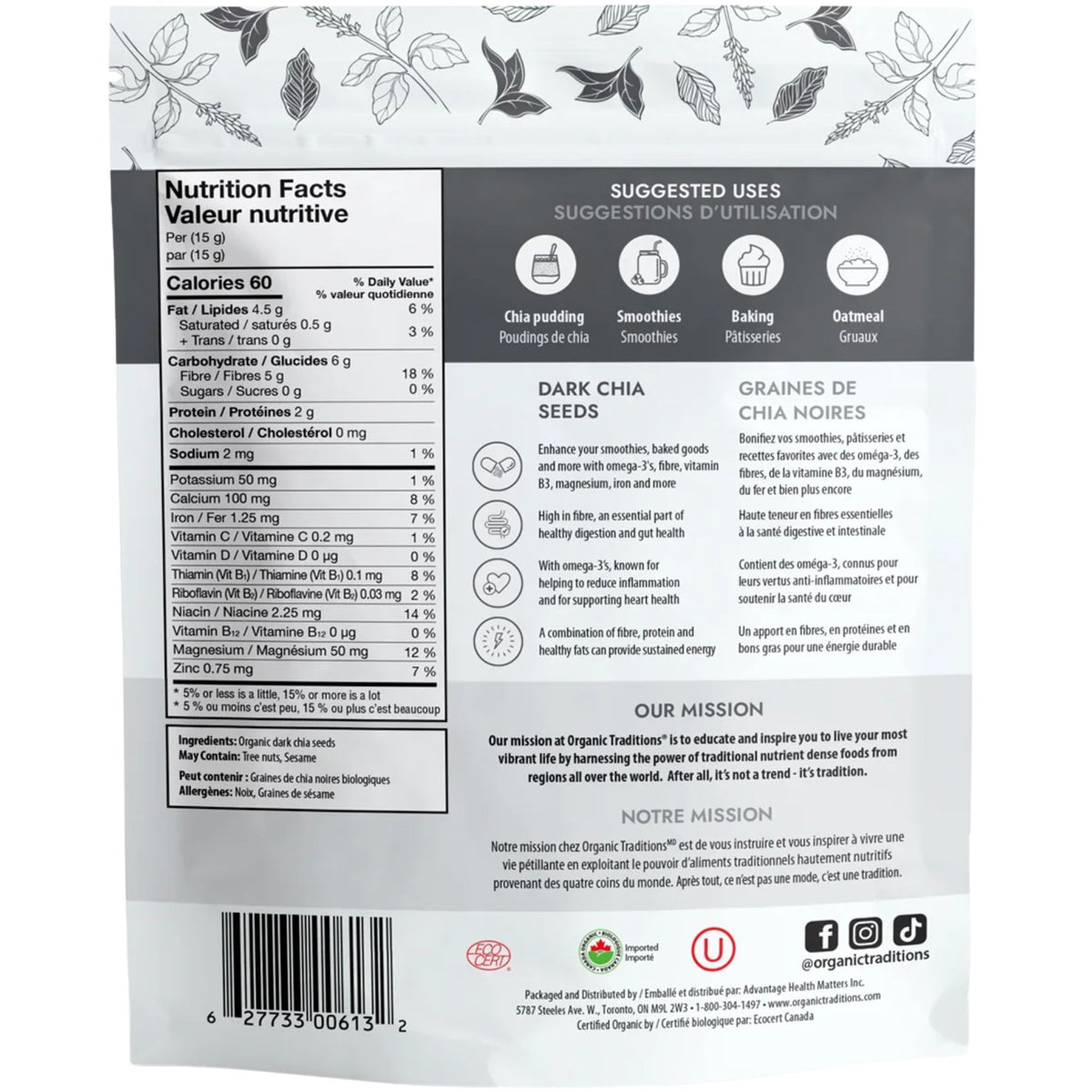 Organic Traditions Organic Dark Chia Seeds 227g