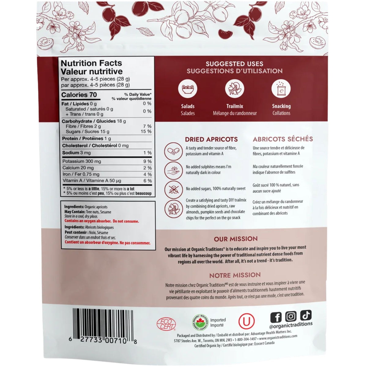 Organic Traditions Organic Dried Apricots 227g