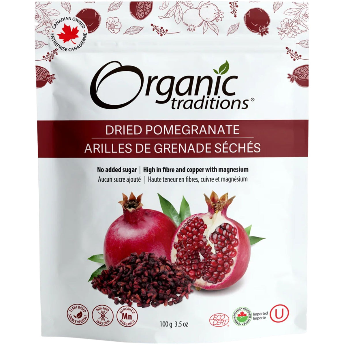Organic Traditions Organic Dried Pomegranate 100g