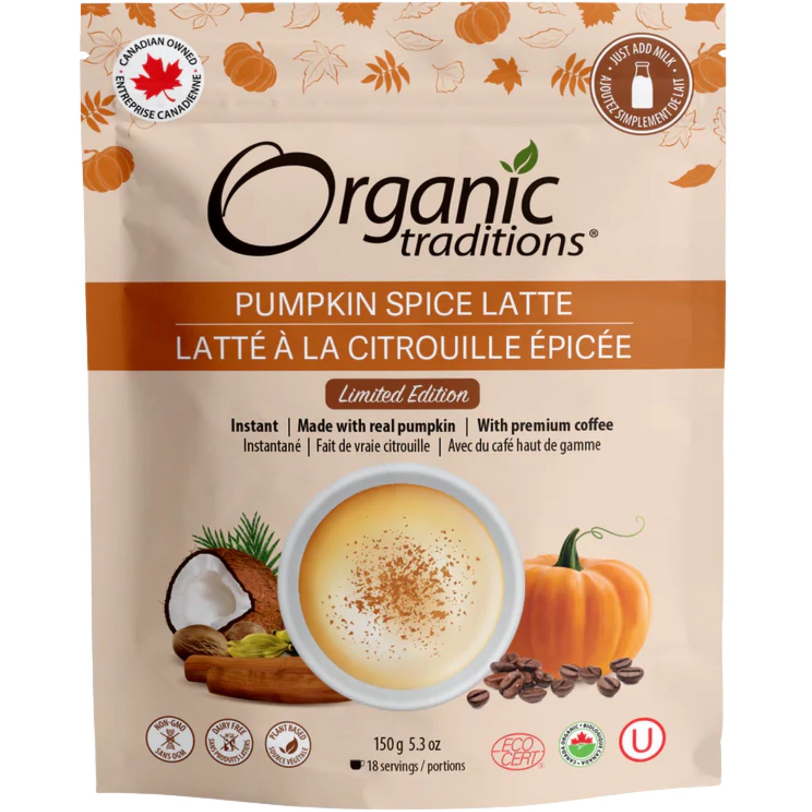 Organic Traditions Pumpkin Spice Latte 150g
