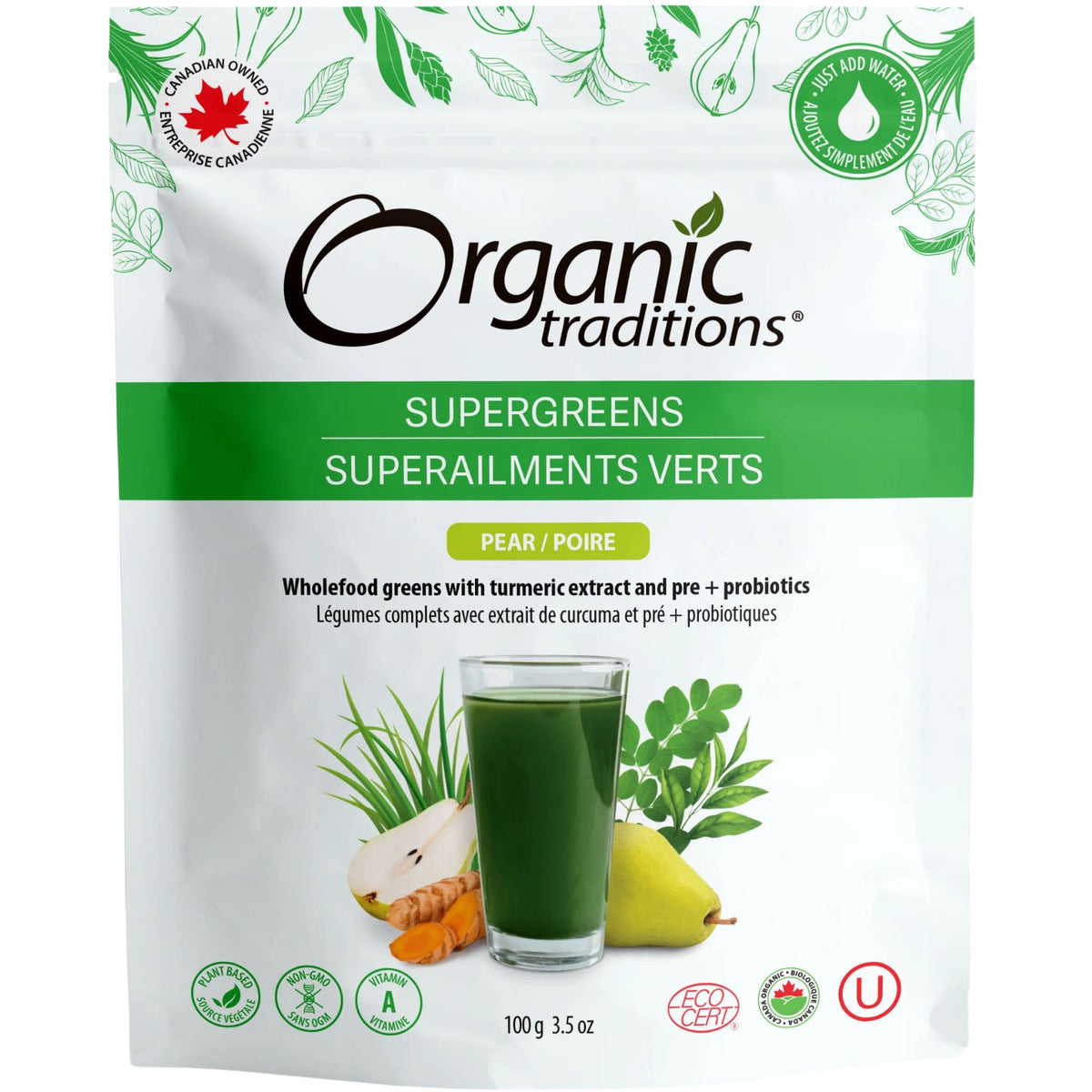 Organic Traditions Supergreens Pear 100g