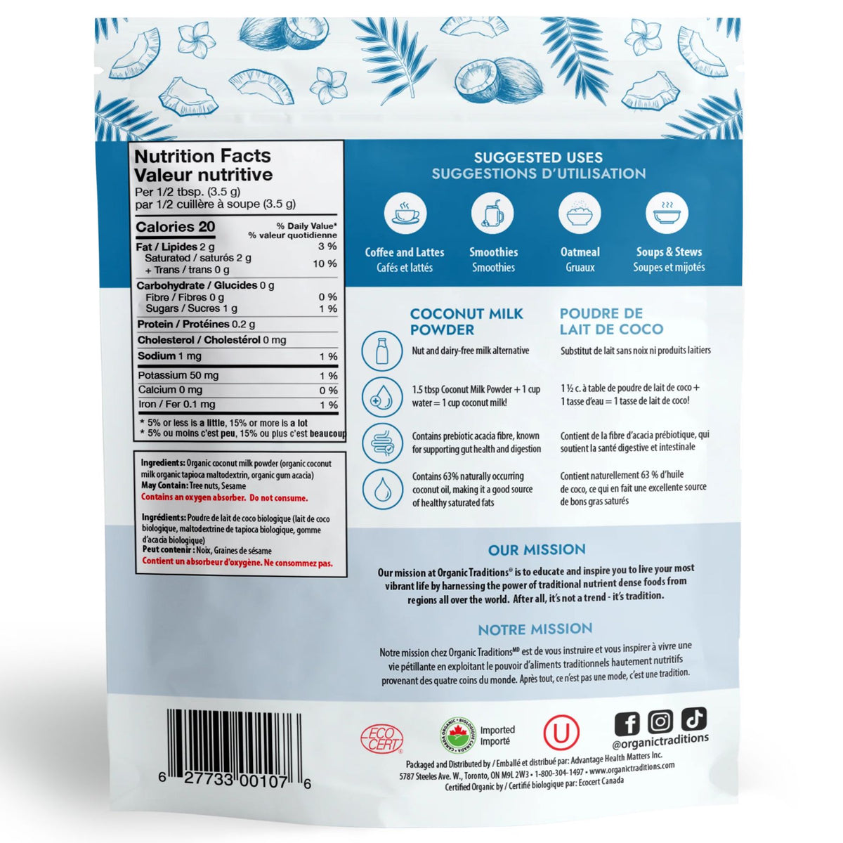 Organic Traditions Organic Coconut Milk Powder 150g