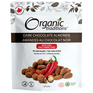 Organic Traditions Organic Dark Chocolate Covered Almonds with Chili 227g