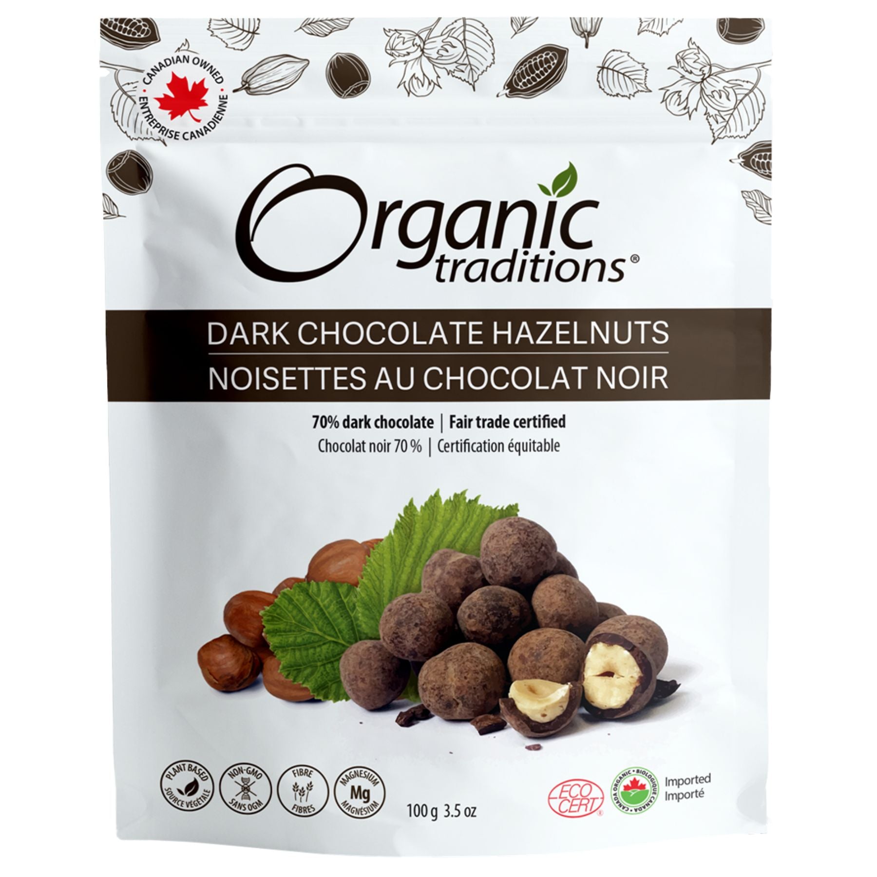 Organic Traditions Organic Dark Chocolate Covered Hazelnuts 100g