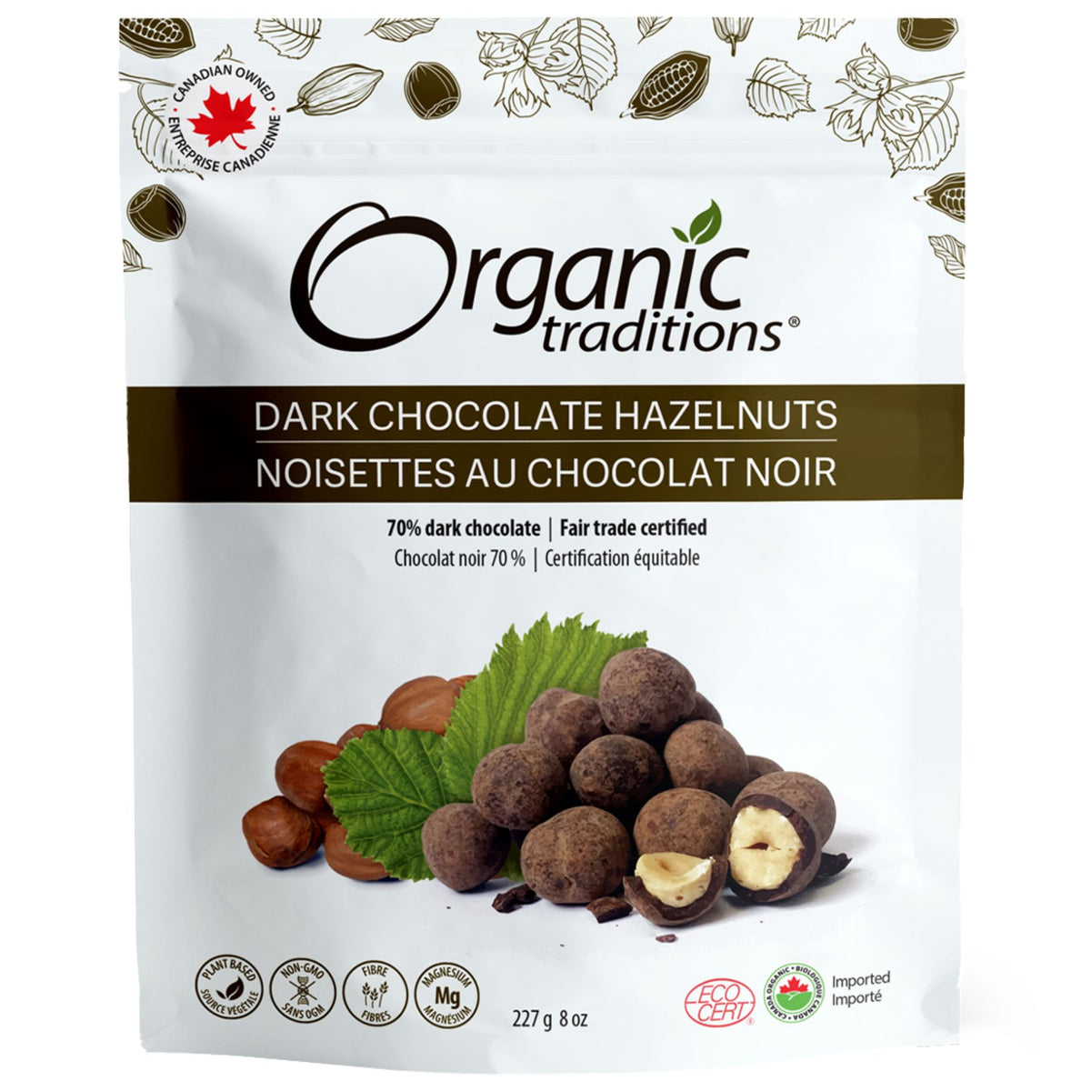 Organic Traditions Organic Dark Chocolate Covered Hazelnuts 227g