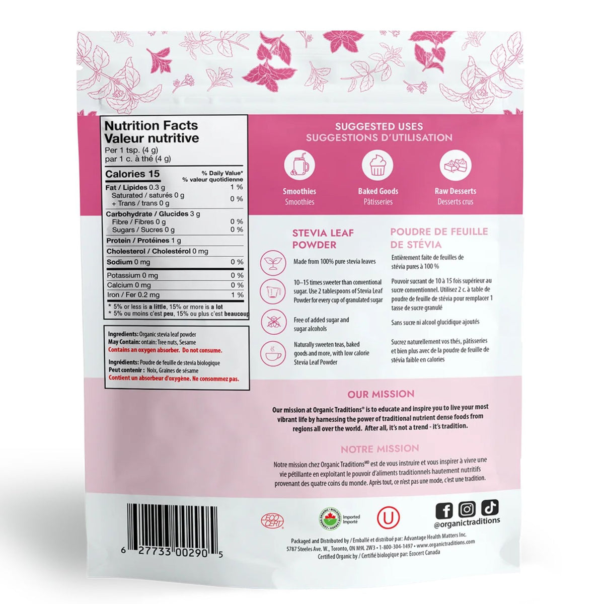 Organic Traditions Organic Green Leaf Stevia Powder 100g