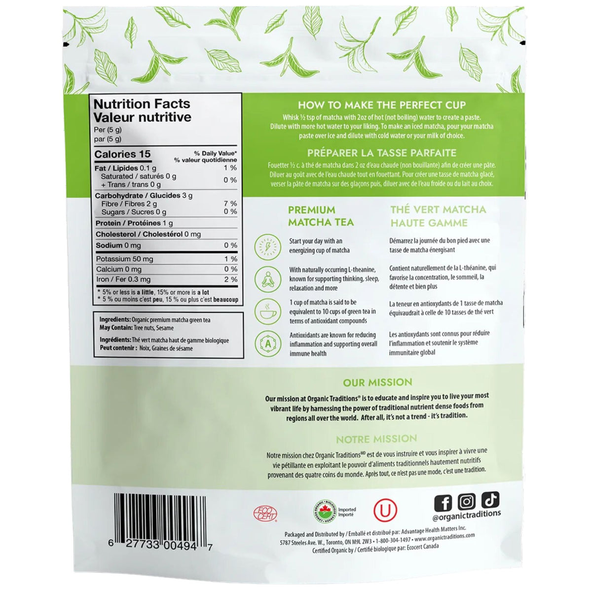 Organic Traditions Organic Premium Matcha Tea 100g