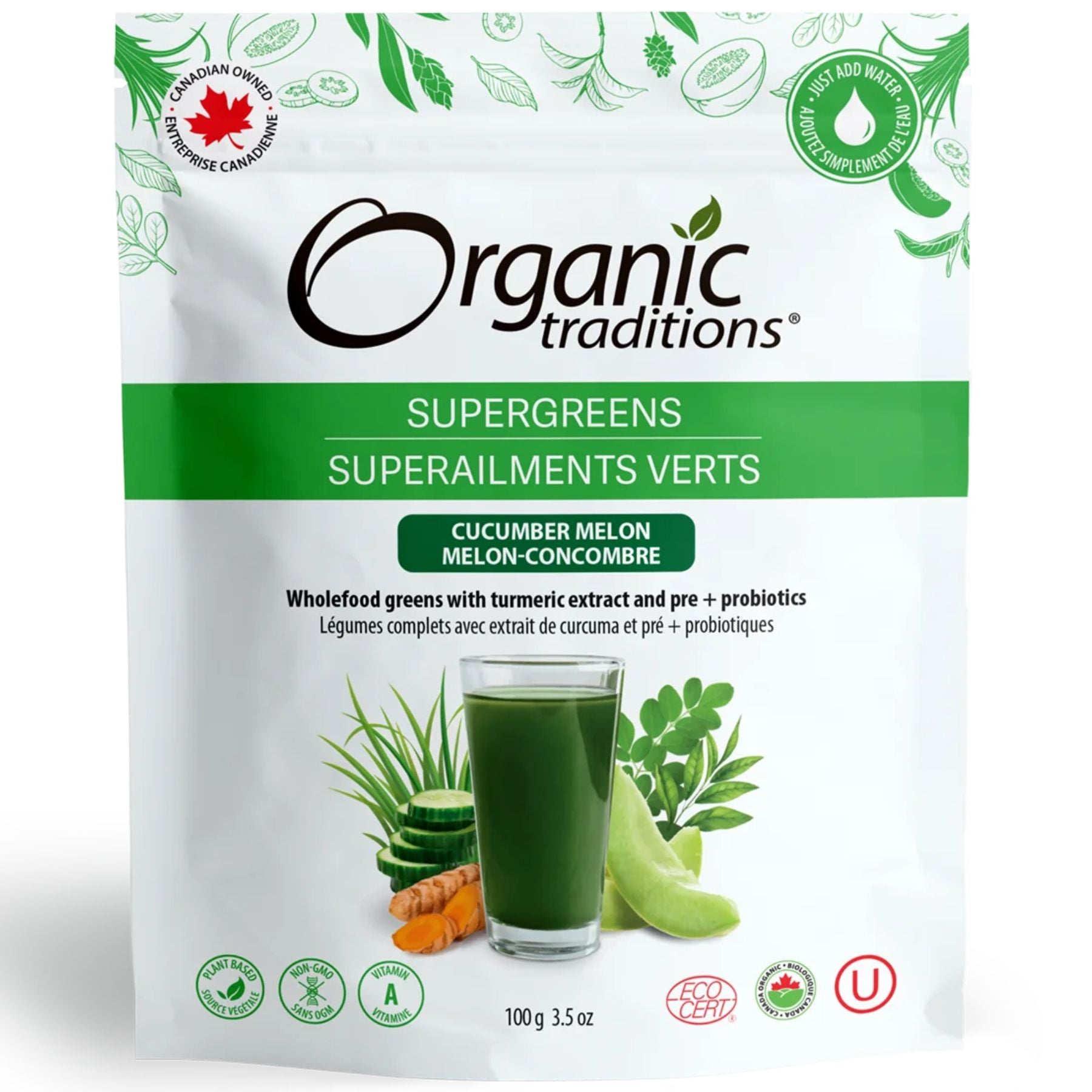 Organic Traditions Supergreens Cucumber Melon 100g