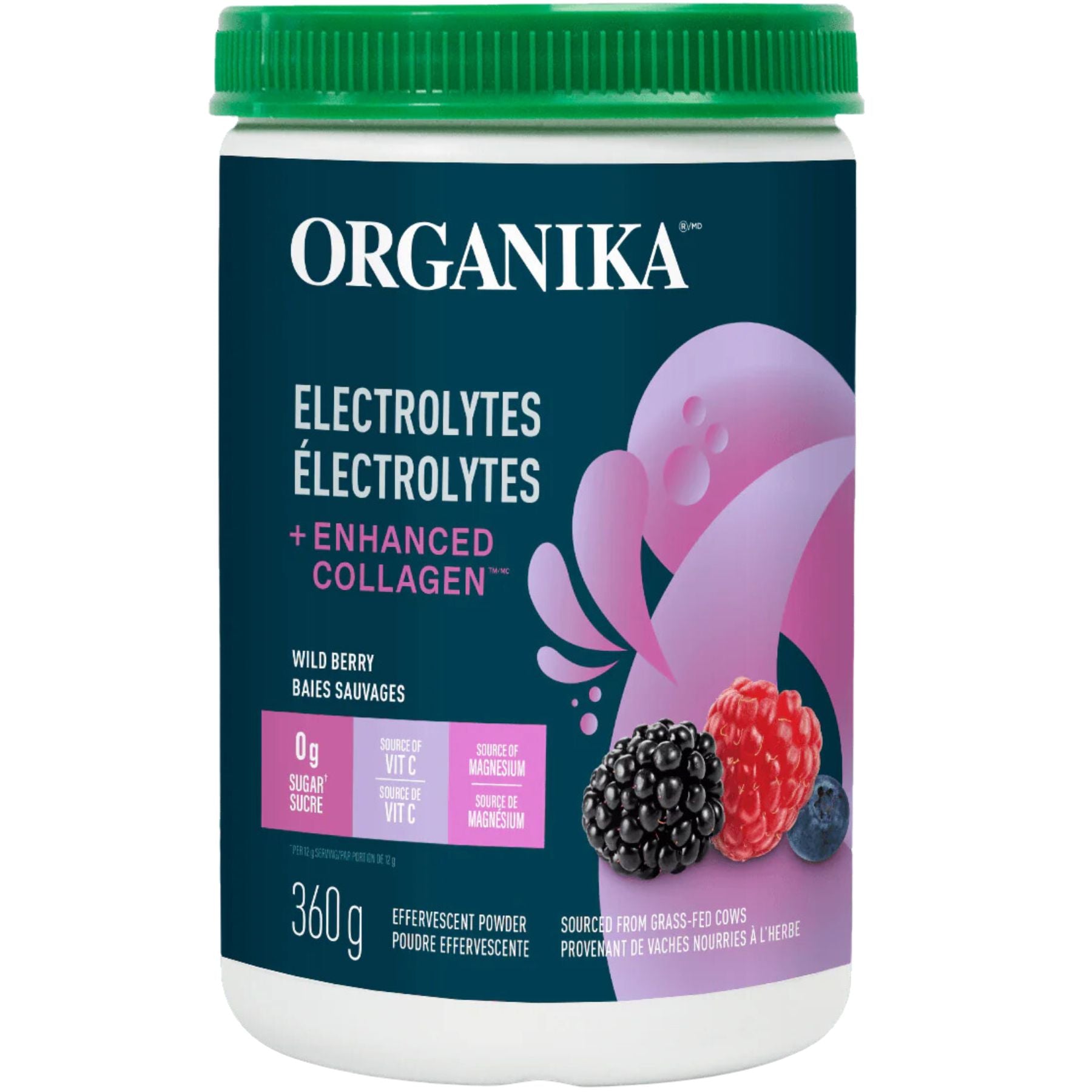 Organika Electrolytes + Enhanced Collagen - Wild Berry 360g