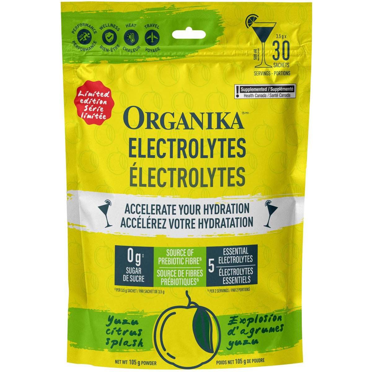 Organika Electrolytes Sachets - Limited Edition Yuzu Citrus Splash 3.5gx30