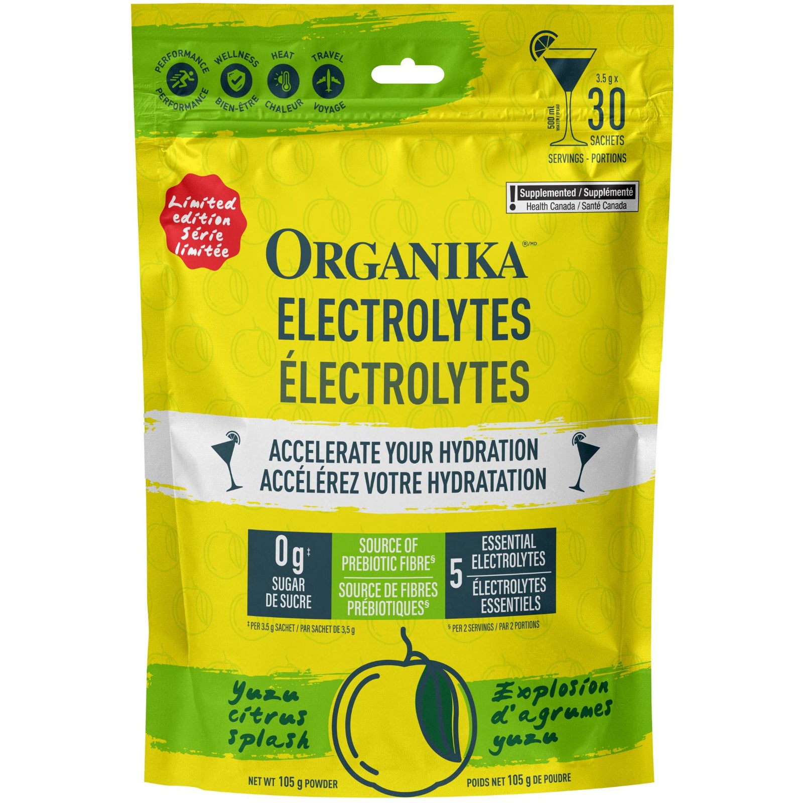 Organika Electrolytes Sachets - Limited Edition Yuzu Citrus Splash 3.5gx30