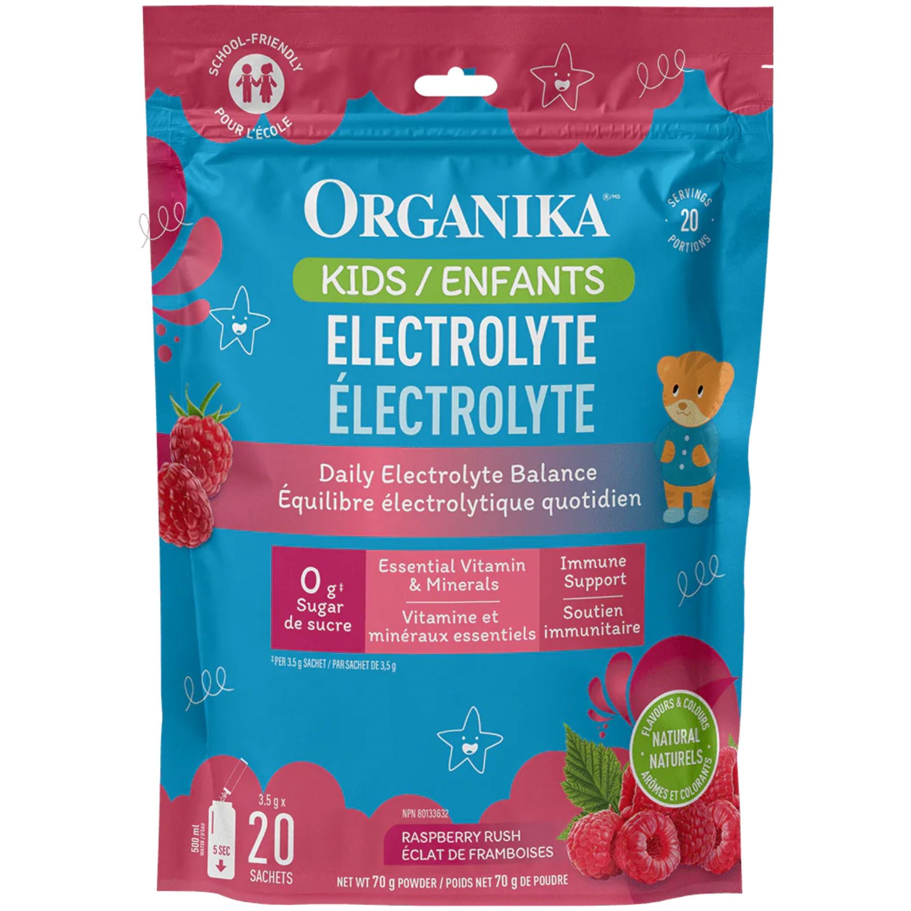 Organika Kids Electrolytes Sachets Raspberry Rush 3.5gx20 (Pouch)