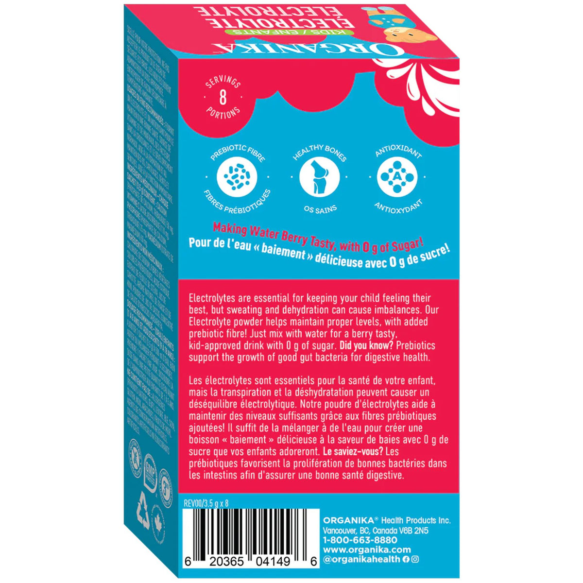 Organika Kids Electrolytes Sachets Strawberry Kiwi 3.5gx8 (Box)