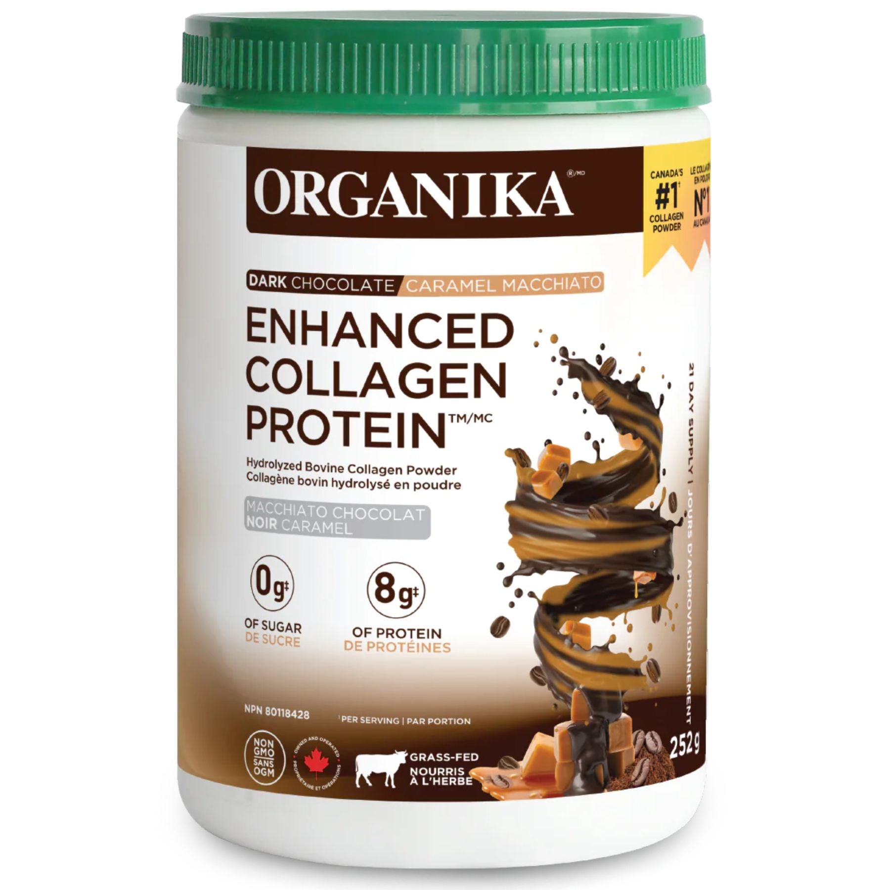 Organika Enhanced Collagen Protein - Dark Chocolate Caramel Macchiato 252g