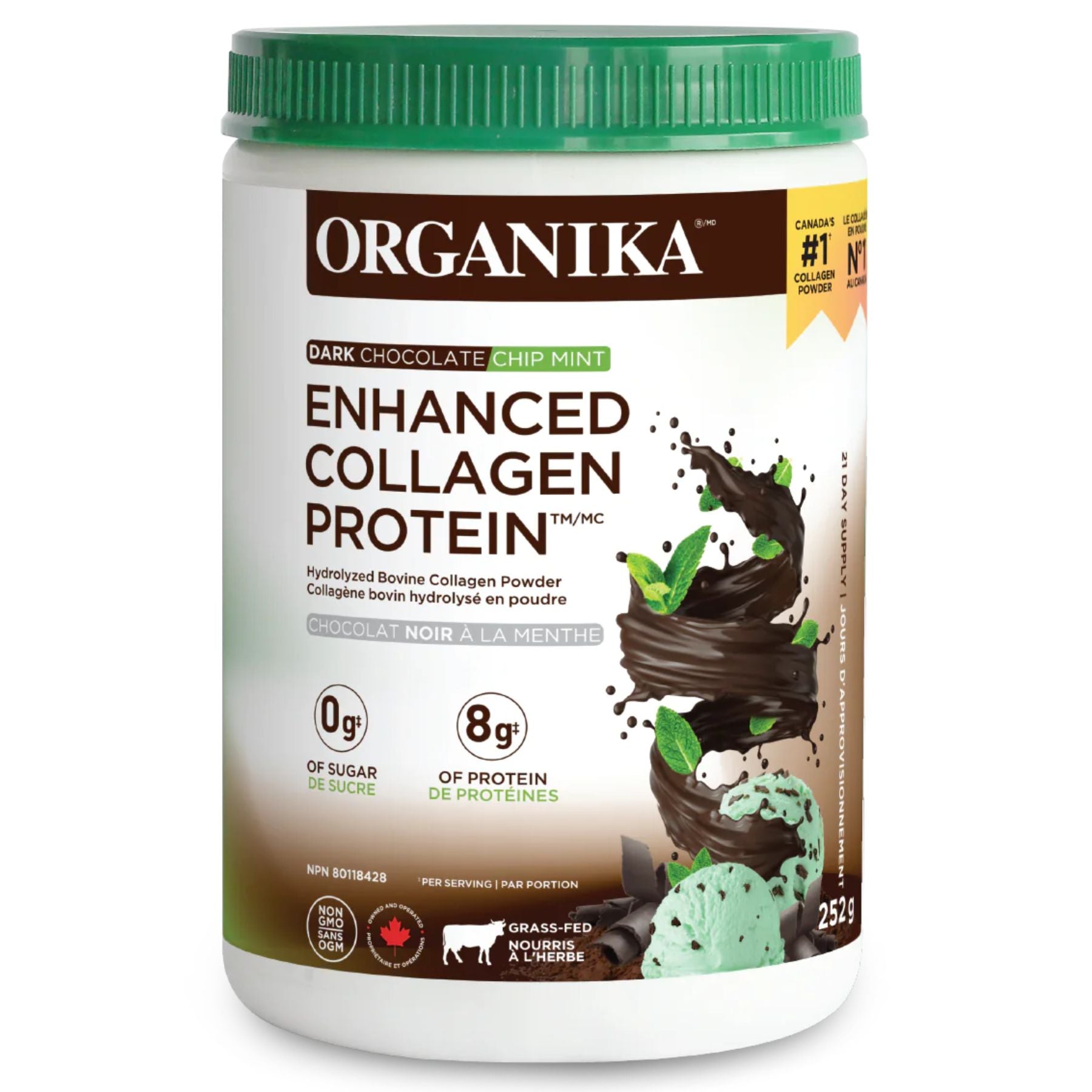 Organika Enhanced Collagen Protein - Dark Chocolate Mint Chip 252g
