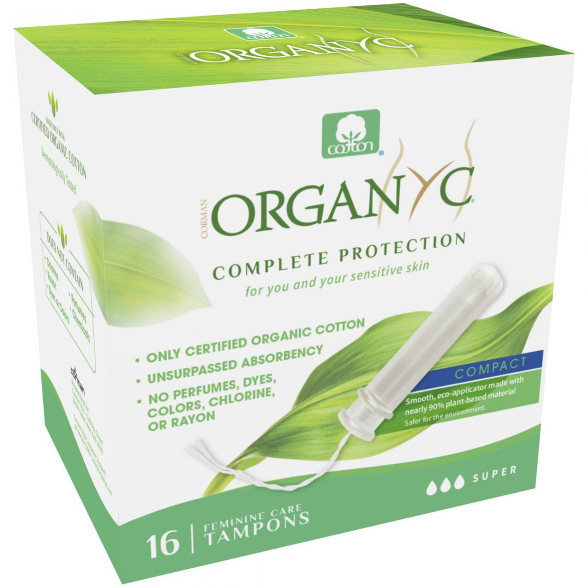 Organyc Compact Eco-Applicator Tampons – Super 16ct