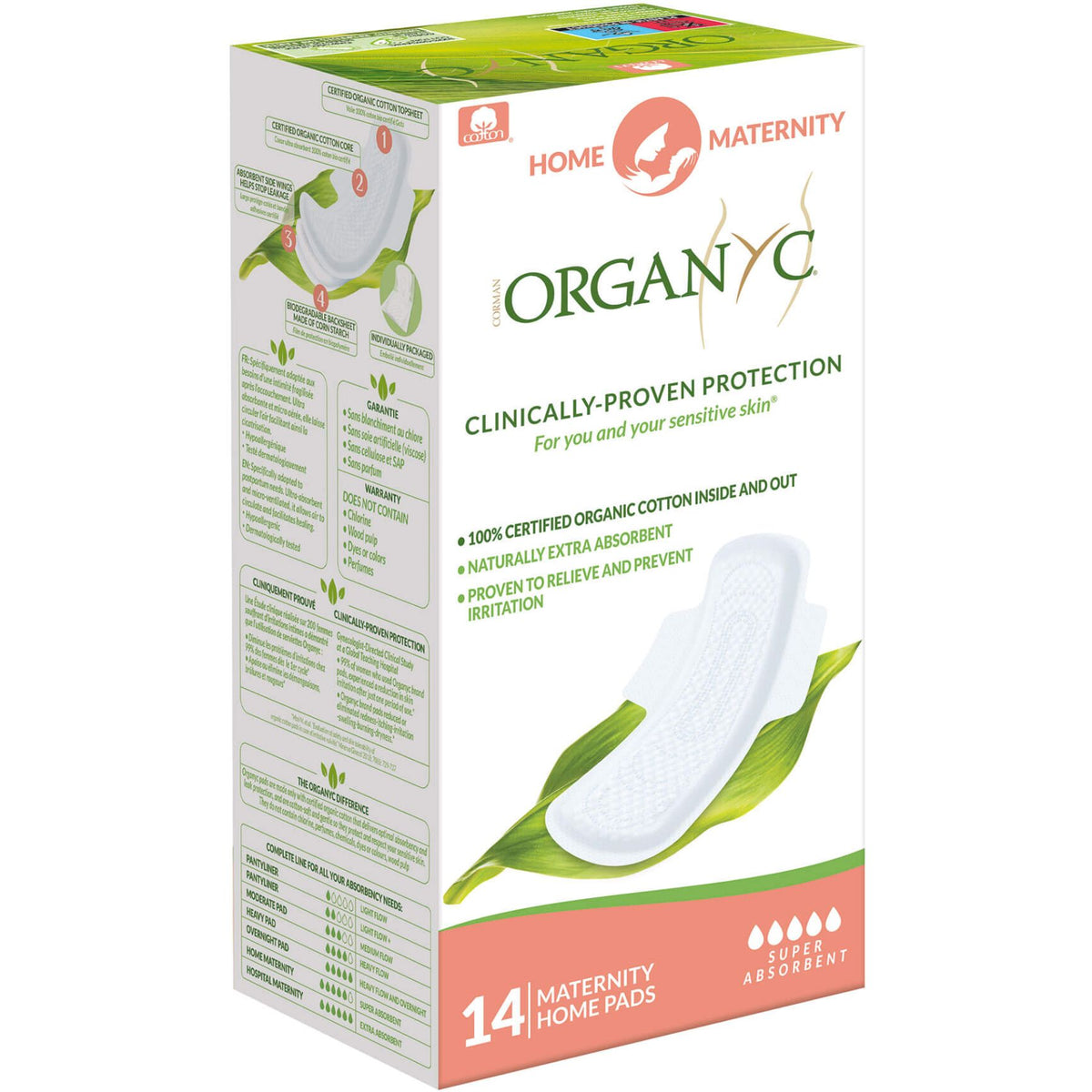 Organyc Cotton Home Postpartum Pads 14ct