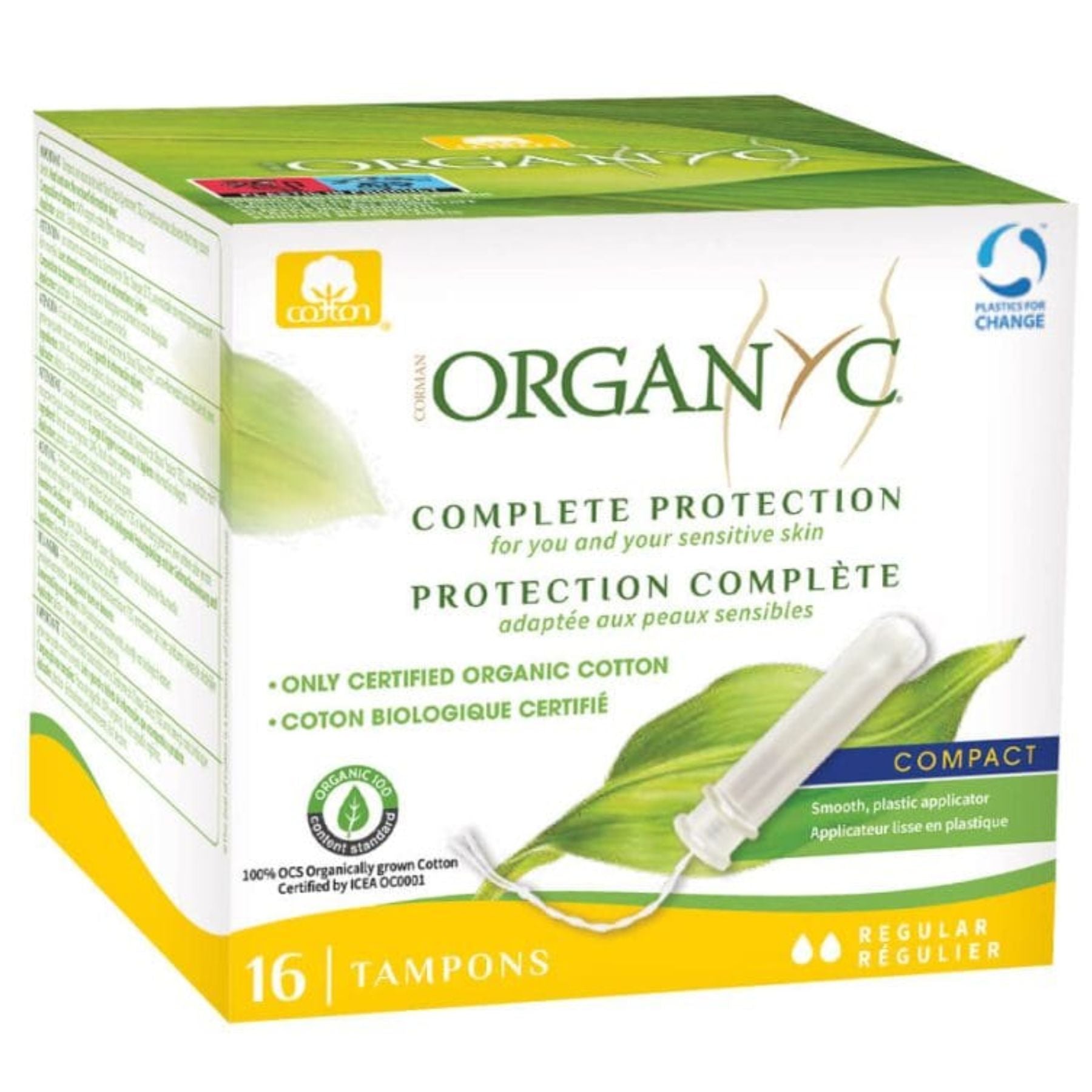 Organyc Compact Regular Tampons with Applicator 16s