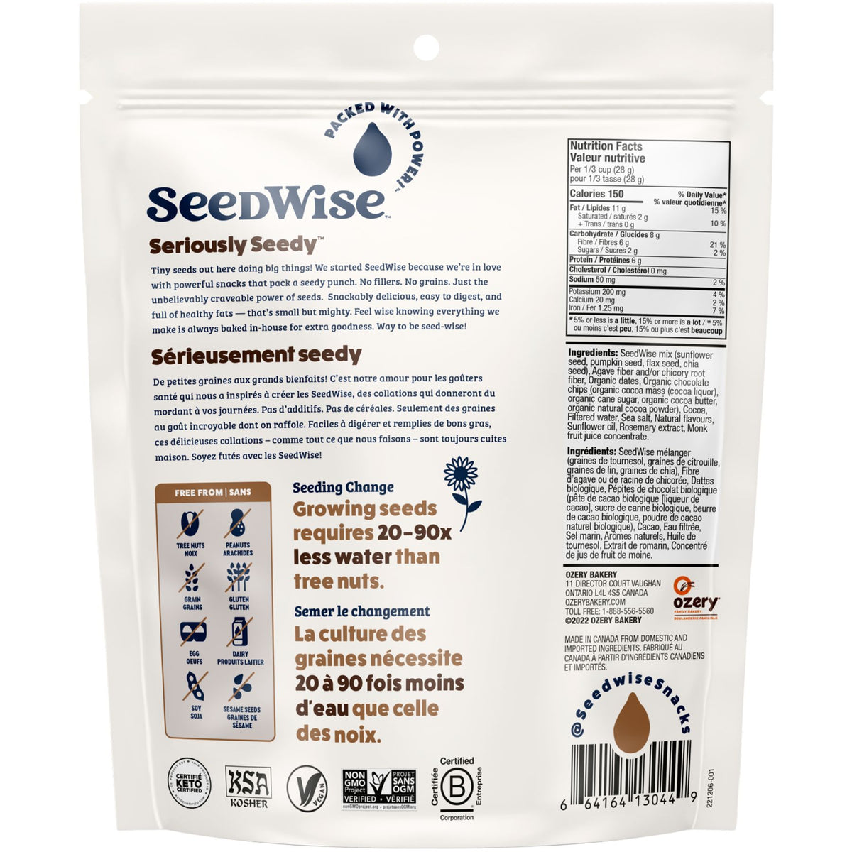 Ozery SeedWise Keto Friendly Clusters Chocolate 150g