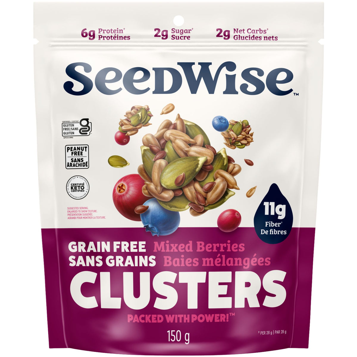 Ozery SeedWise Keto Friendly Clusters Mixed Berries 150g