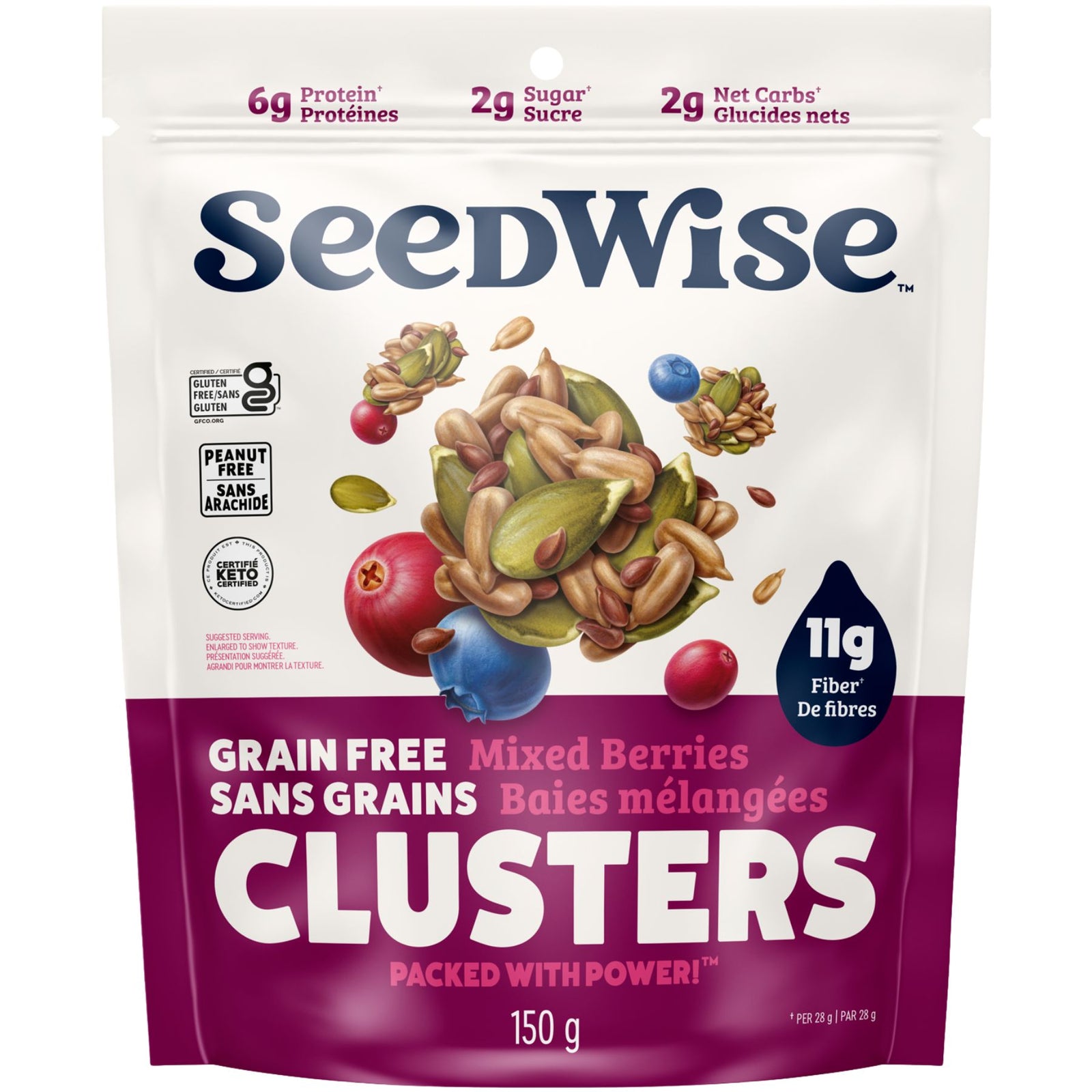 Ozery SeedWise Keto Friendly Clusters Mixed Berries 150g