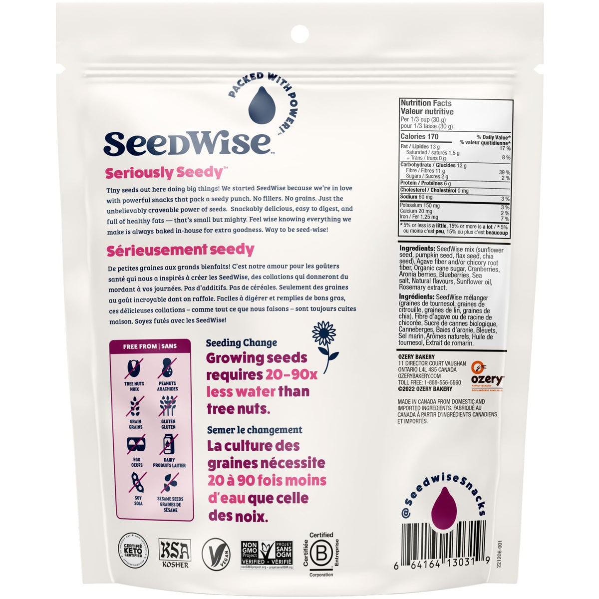 Ozery SeedWise Keto Friendly Clusters Mixed Berries 150g