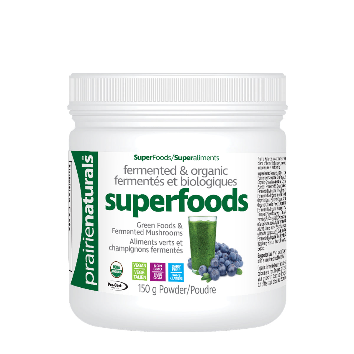 Prairie Naturals Fermented & Organic Superfood Blend - 150g powder: A powerful and nourishing blend of fermented and organic superfoods.