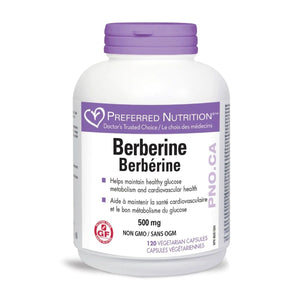 Preferred Nutrition Berberine 500mg 120s product image - Bottle of 120 vegetable capsules