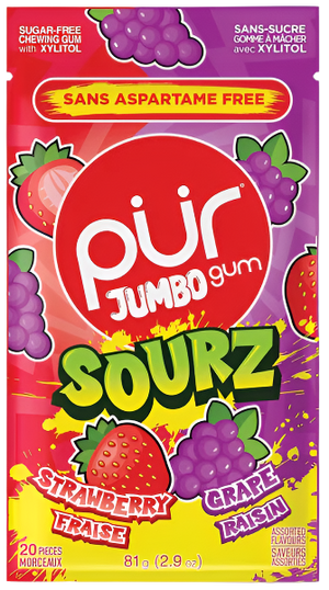 Pur Gum Jumbo Sourz Strawberry Grape 20pc