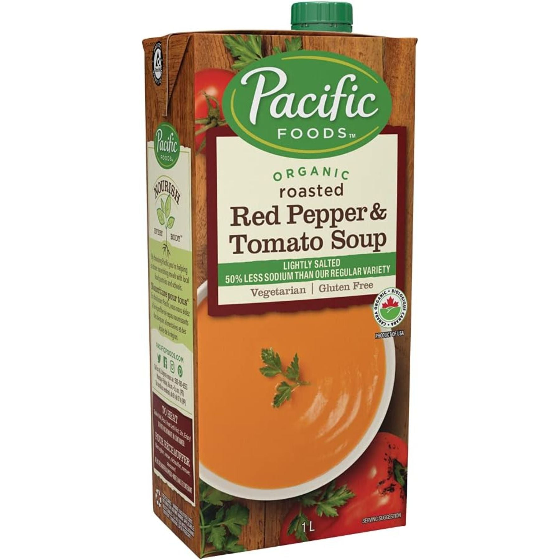 Pacific Foods Organic Less Sodium Roasted Red Pepper & Tomato Soup 1L