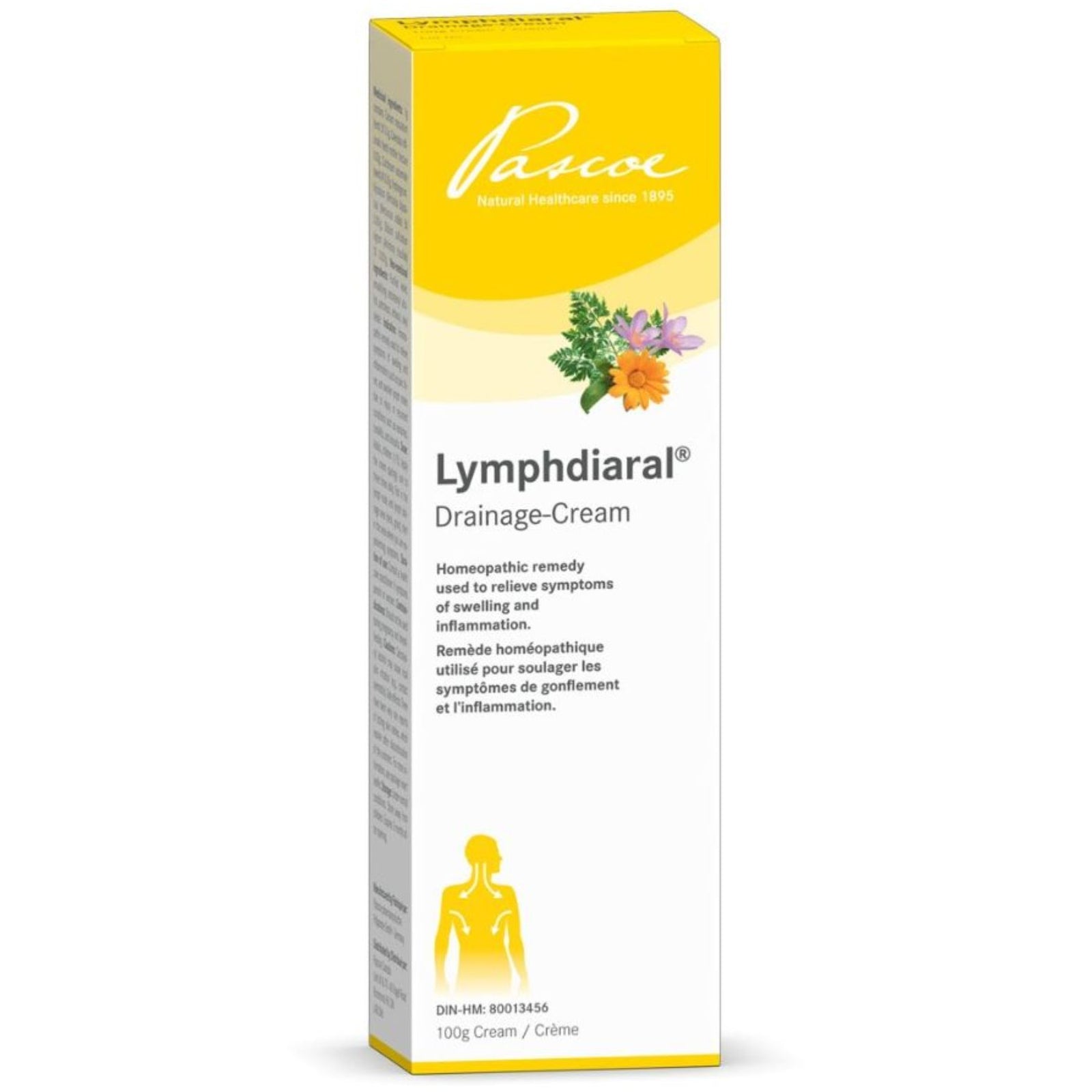 Pascoe Lymphdiaral Drainage Cream 100g bottle - A homeopathic cream to relieve symptoms of swelling and inflammation.