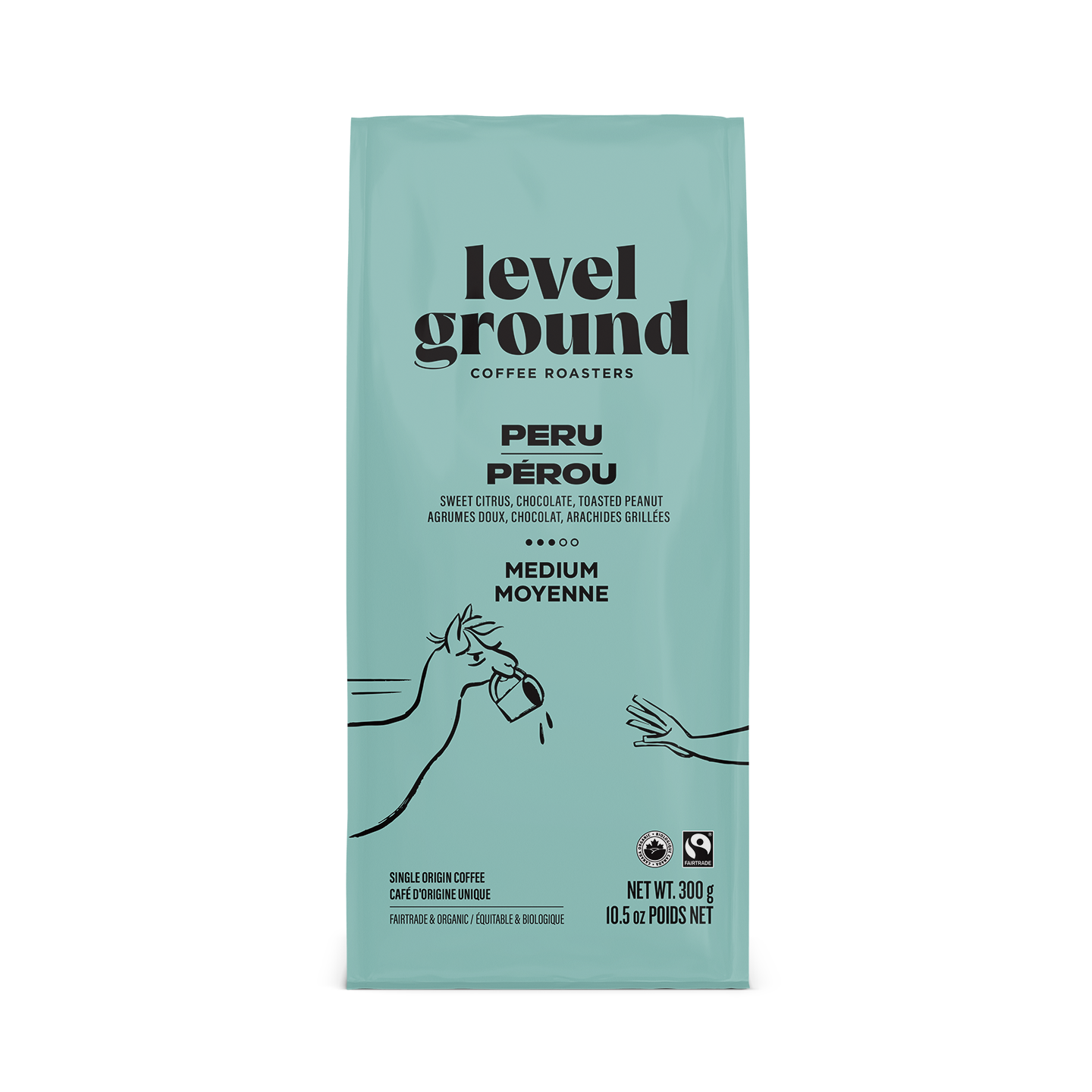 Level Ground Peru Medium Roast Ground Coffee 300g