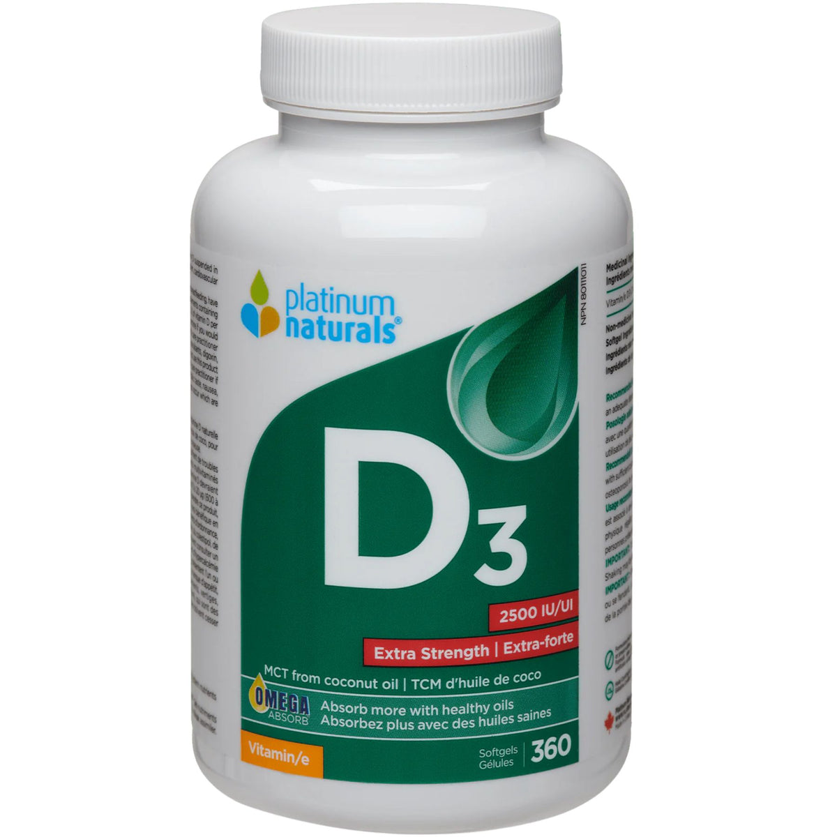 Platinum Naturals Vitamin D3 Extra Strength 2500IU 360s