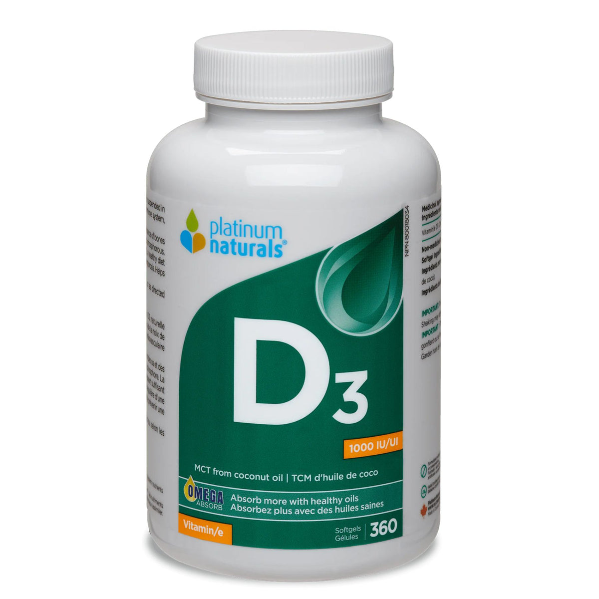 Platinum Naturals Vitamin D3 1000 IU 360s