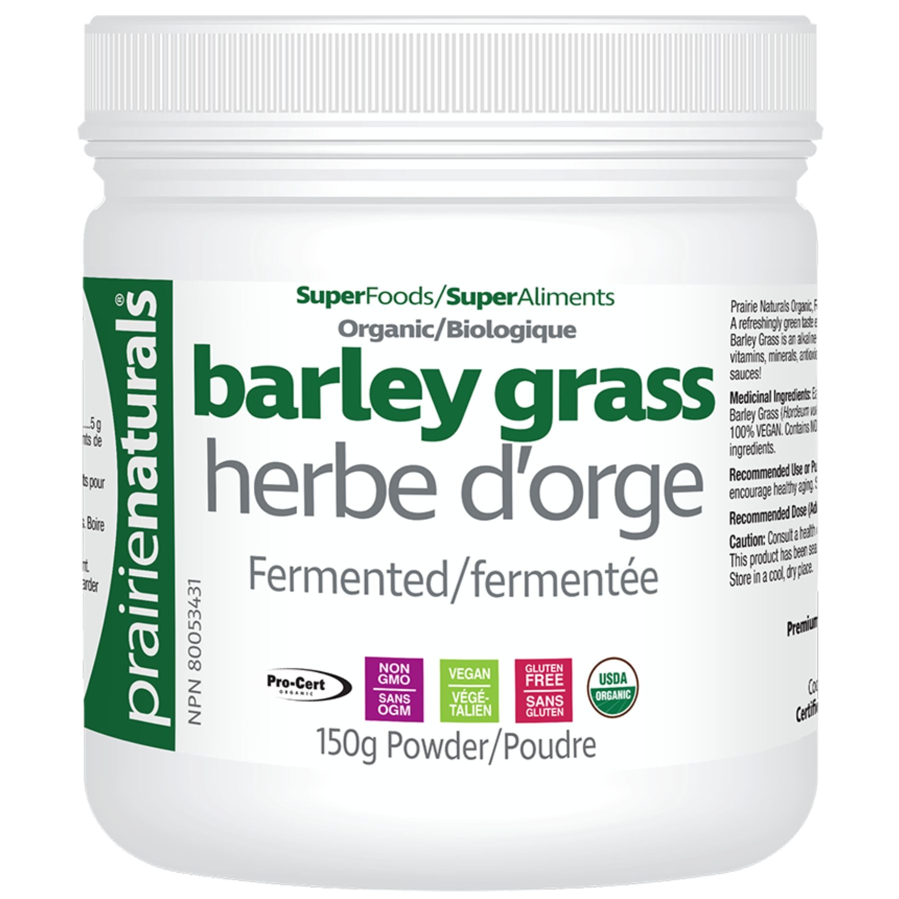 Prairie Naturals Organic Fermented Barley Grass 150g