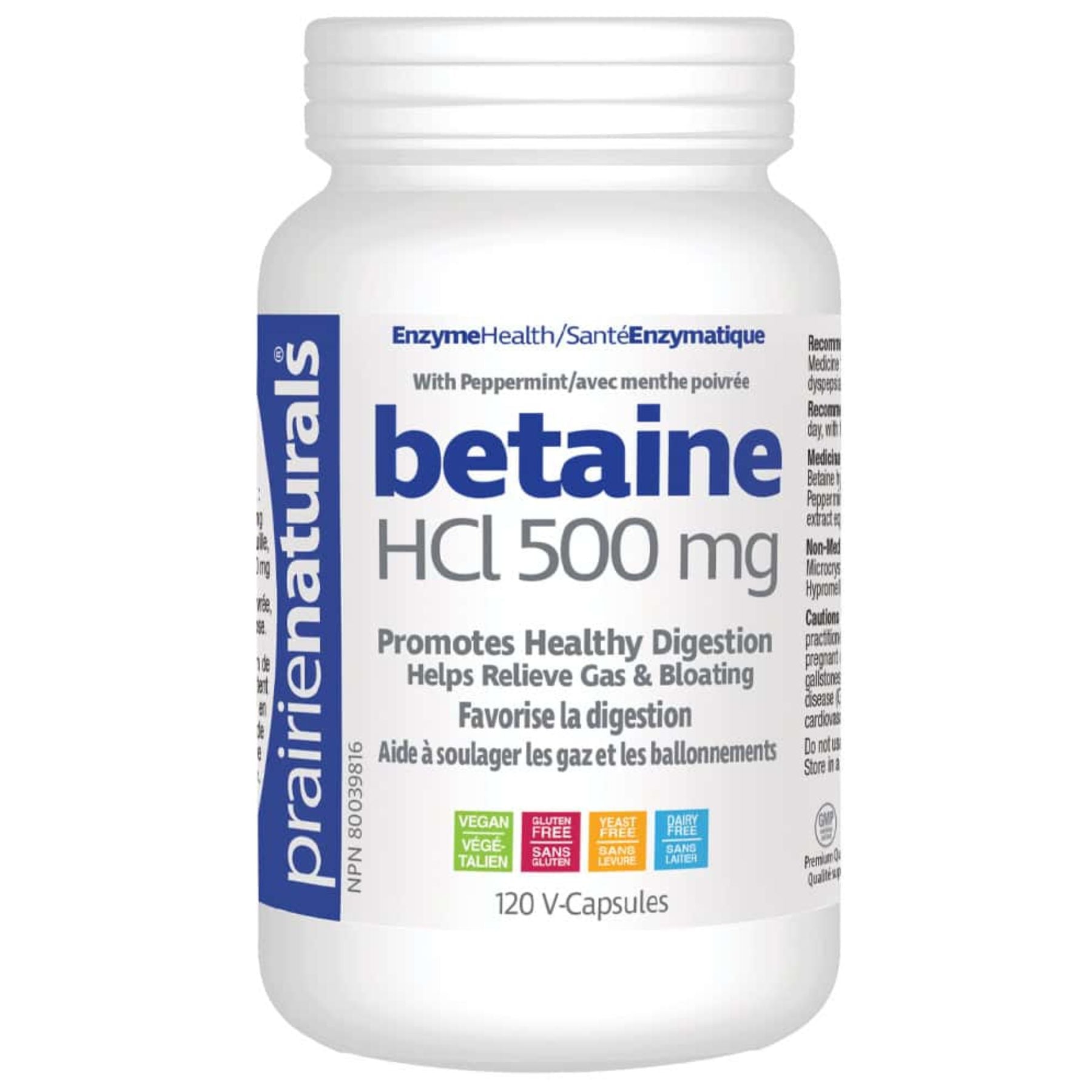 Prairie Naturals Betaine HCL 500mg 120s