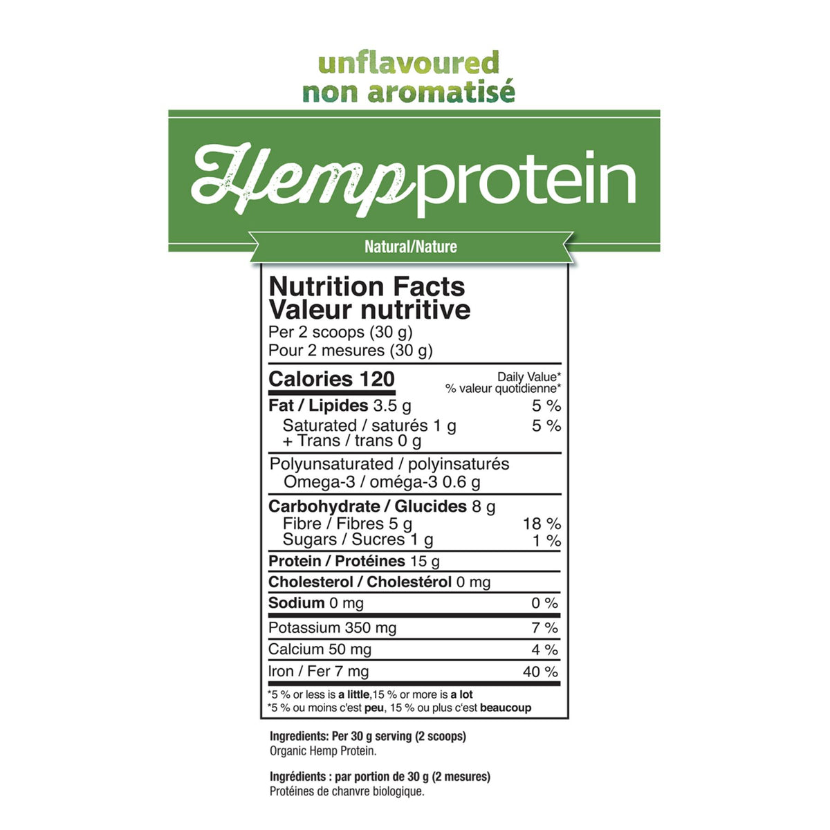 Prairie Naturals Organic Hemp Protein Unflavoured 400g