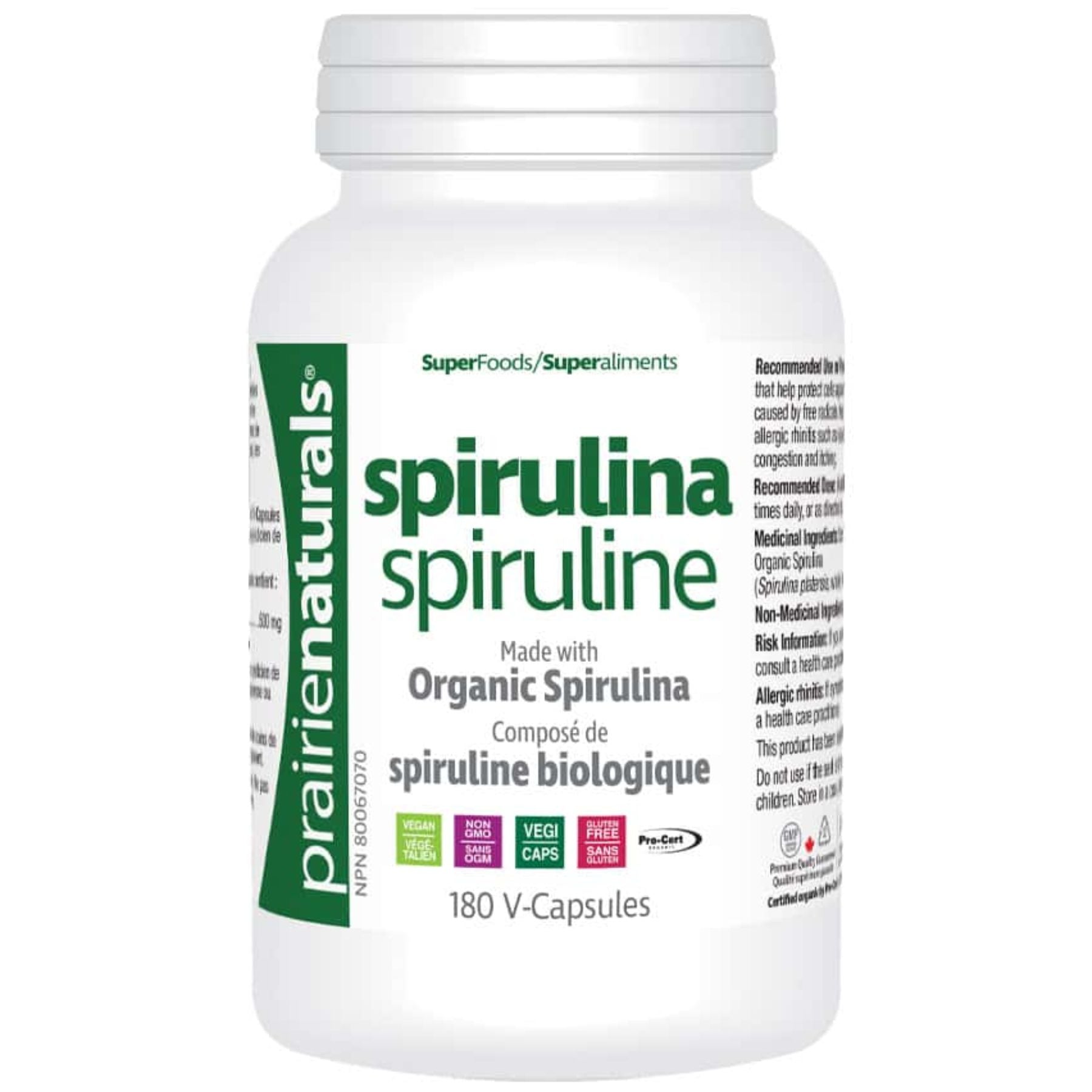 Prairie Naturals Organic Spirulina 180s (Capsules)