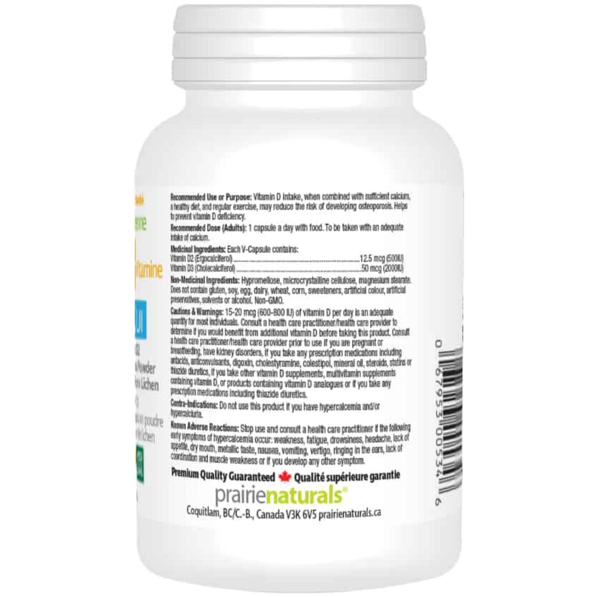 Prairie Naturals Vegan Vitamin D3 2500IU 90s