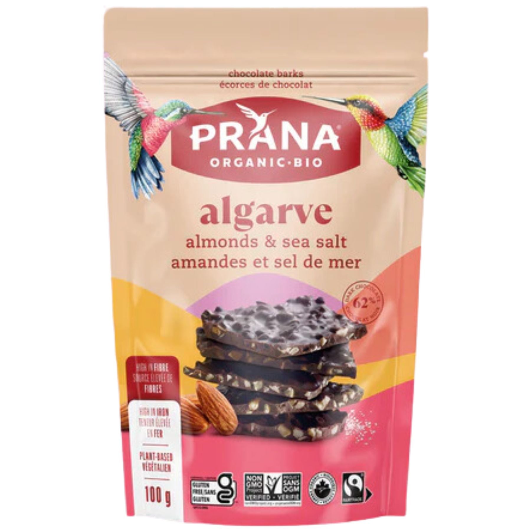 Prana Algarve Chocolate Bark with Almonds & Sea Salt 100g