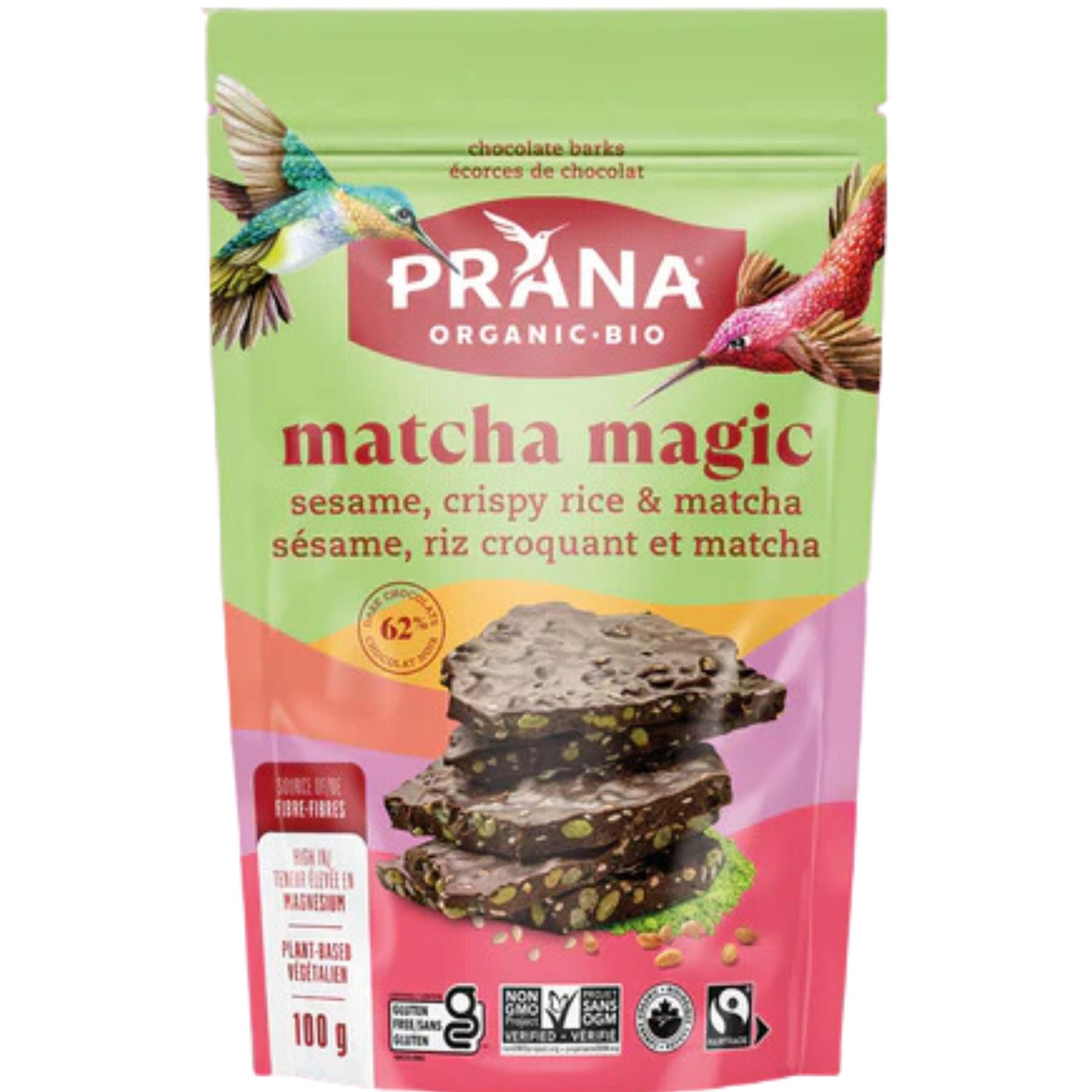 Prana Organic Matcha Magic Chocolate Bark 100g