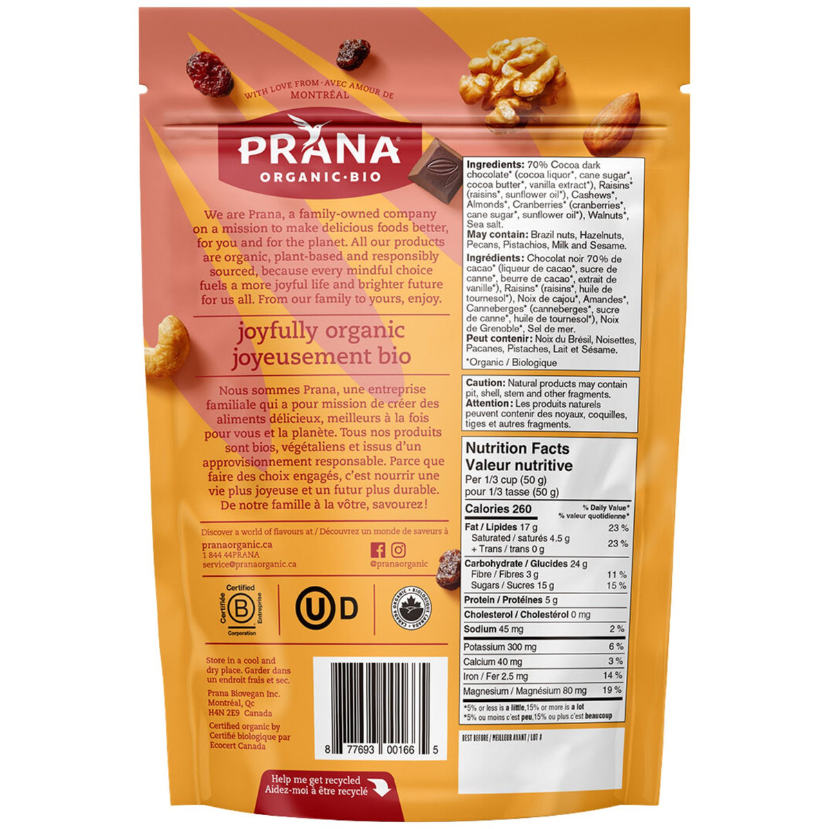 Prana Organic Kilimanjaro Deluxe Chocolate Mix 310g