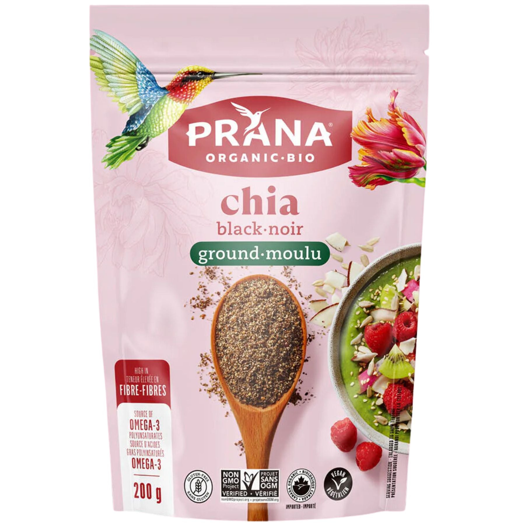 Prana Organic Ground Black Chia Seeds 200g