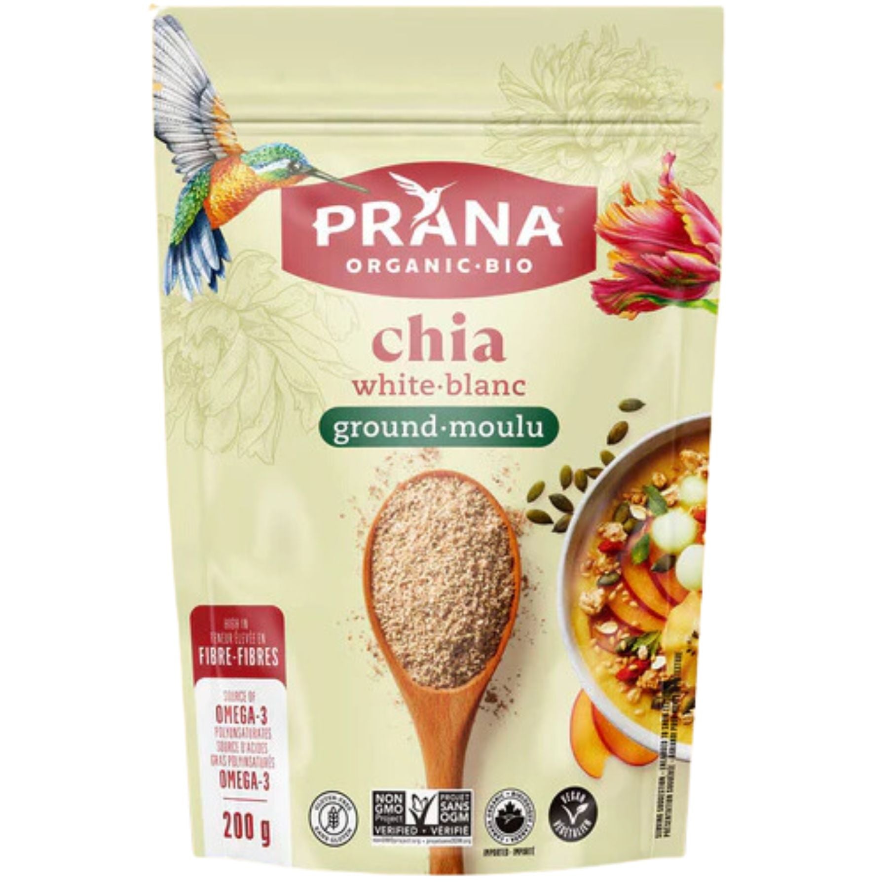 Prana Organic Ground White Chia Seeds 200g