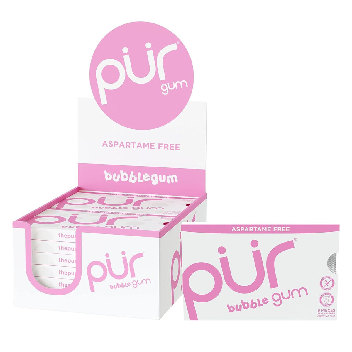 PUR Gum Bubblegum 9pcs (Pack of 12)